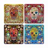 Set de 4 portavasos calavera, típico del día de muertos en México