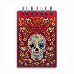 Libreta de apunte con ilustracion de una calavera, típica del día de muertos. Souvenir y recuerdo de México