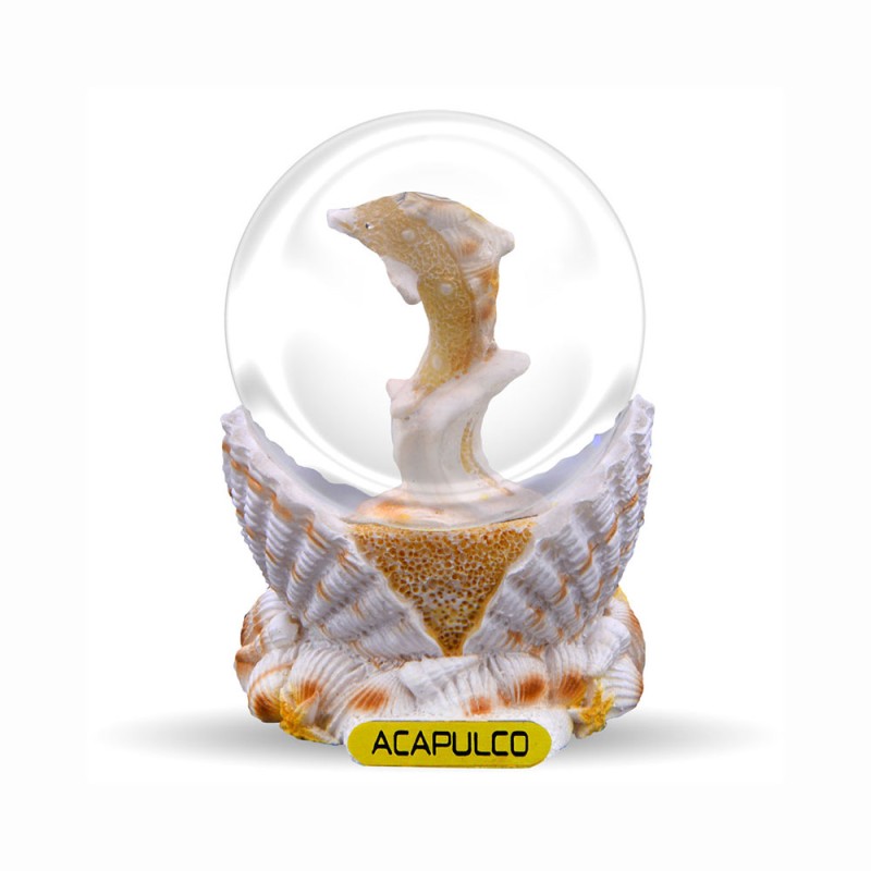 Esfera de resina con concha y delfín