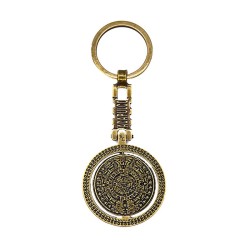 Llavero de latón letra F con Calendario Azteca, souvenir o regalo de Acapulco, Mexico.