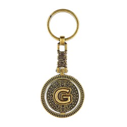 Llavero de latón letra G con Calendario Azteca, souvenir o regalo de Acapulco, Mexico.