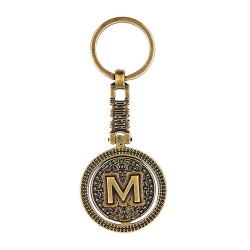 Llavero de latón letra M con Calendario Azteca, souvenir o regalo de Acapulco, Mexico.