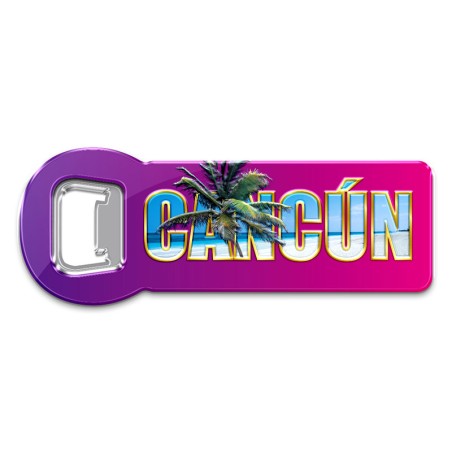 Destapador de metal "Cancun" souvenir y recuerdo de unas vacaciones en Cancun.