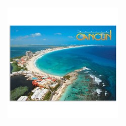 Tarjeta postal de la zona hotelera de Cancún, souvenir y recuerdo de Cancun, México