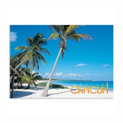 Tarjeta postal de las playas típicas de Cancún, souvenir y recuerdo de Cancun, México