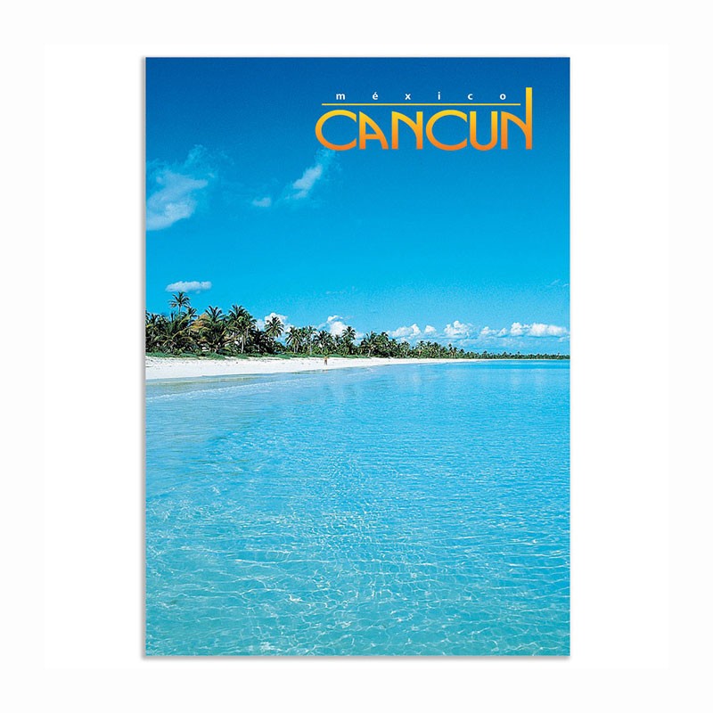 Tarjeta postal de las playas típicas de Cancún, souvenir y recuerdo de Cancun, México