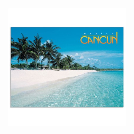 Tarjeta postal de las playas típicas de Cancún, souvenir y recuerdo de Cancun, México