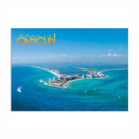 Tarjeta postal de la zona hotelera de Cancún, souvenir y recuerdo de Cancun, México