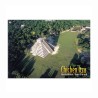 Tarjeta postal con vista aerea de la Pirámide de Chichen Itzá, souvenir y recuerdo de Cancun, México