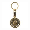 Llavero de latón letra C con Calendario Azteca, souvenir o regalo de México