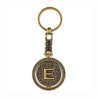 Llavero de latón letra E con Calendario Azteca, souvenir o regalo de México