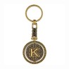 Llavero de latón letra K con Calendario Azteca, souvenir o regalo de México