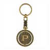 Llavero de latón letra P con Calendario Azteca, souvenir o regalo de México