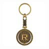 Llavero de latón letra R con Calendario Azteca, souvenir o regalo de México