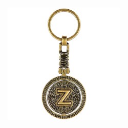Llavero de latón letra Z con Calendario Azteca, souvenir o regalo de México
