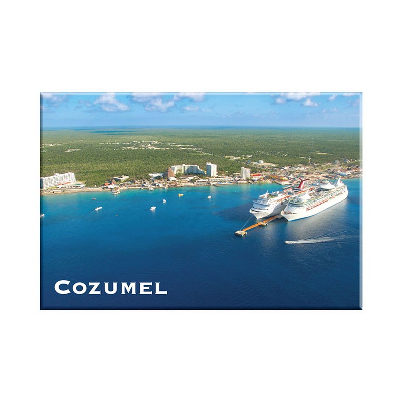 Fotoíman con vista del muelle de Cozumel, souvenir y recuerdo de Cozumel, Mexico