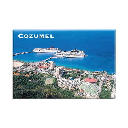 Fotoíman de la Zona Hotelera y del muelle, souvenir y recuerdo de Cozumel, Mexico.