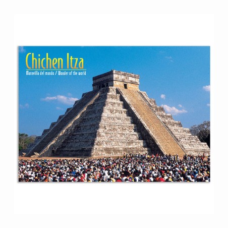 Tarjeta postal del equinoccio en Chichen Itza, souvenir y recuerdo de Cozumel, Mexico
