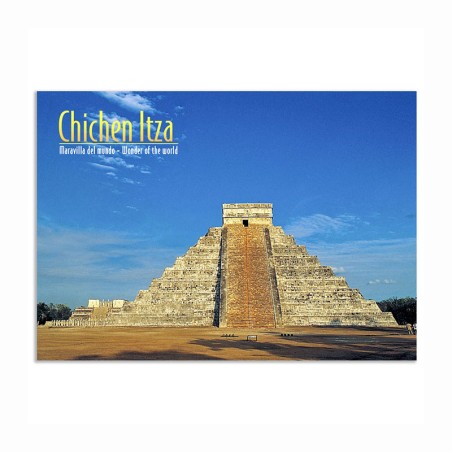 Tarjeta postal con la Pirámide de Chichen Itza, souvenir y recuerdo de Cozumel, Mexico