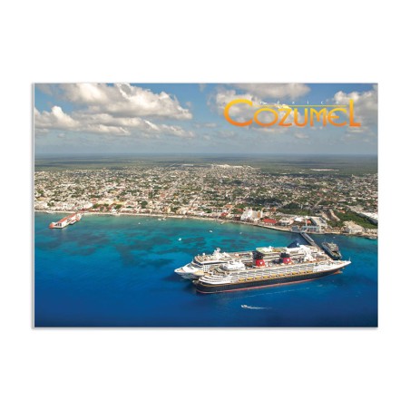 Tarjeta postal del centro y del muelle Punta Langosta, souvenir y recuerdo de Mexico