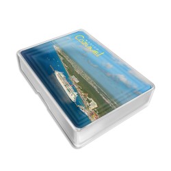 Baraja con vista aerea de Cozumel, souvenir y recuerdo de Cozumel, Mexico.