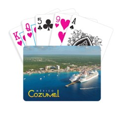 Baraja con vista del muelle de Cozumel, souvenir y recuerdo de Cozumel, Mexico