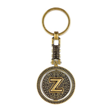 Llavero de laton letra Z con Calendario Azteca, souvenir o regalo de Cozumel Mexico