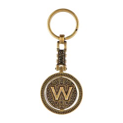 Llavero de laton letra W con Calendario Azteca, souvenir o regalo de Cozumel Mexico