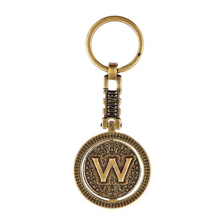 Llavero de laton letra W con Calendario Azteca, souvenir o regalo de Cozumel Mexico