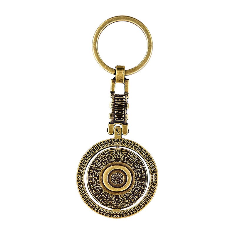 Llavero de laton letra O con Calendario Azteca, souvenir o regalo de Cozumel Mexico