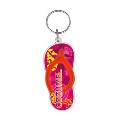 Llavero de acrílico chancla. Souvenir y recuerdo de Cozumel, Mexico