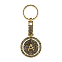 Llavero de latón letra A con Calendario Azteca, souvenir o regalo de Guadalajara.