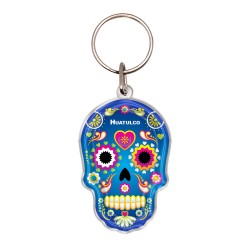 Llavero de Acrilico calavera, día de muertos. Souvenir de Huatulco, Mexico