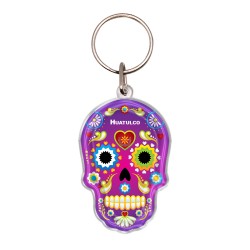 Llavero de Acrilico calavera, día de muertos. Souvenir de Huatulco, Mexico