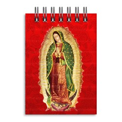 Libreta de apunte con la ilustracion de la Virgen de Guadalupe. Souvenir y recuerdo de Huatulco, México.