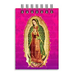 Libreta de apunte con la ilustracion de la Virgen de Guadalupe. Souvenir y recuerdo de Huatulco, México.