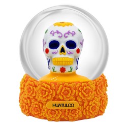 Esfera de nieve Calavera base naranja