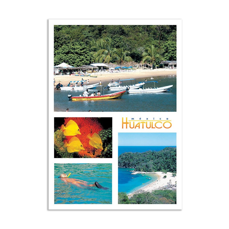 Varias vistas de playa La Entrega, souvenir y recuerdo de  México