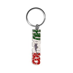 Llavero de metal con el nombre de Huatulco.  Souvenir de Huatulco, Mexico