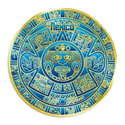 Set de 4 portavasos Calendario Azteca, emblemático de la cultura prehispánica, Souvenir de Isla Mujeres, México.