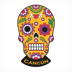 Magneto pvc calavera, tradición del día de Muertos en Mexico, souvenir y recuerdo de Isla Mujeres.