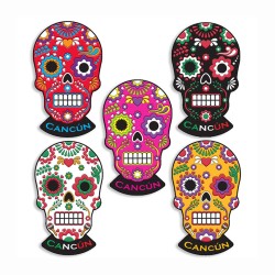Magneto pvc calavera, tradición del día de Muertos en Mexico, souvenir y recuerdo de Isla Mujeres.