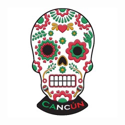 Magneto pvc calavera, tradición del día de Muertos en Mexico, souvenir y recuerdo de Isla Mujeres.