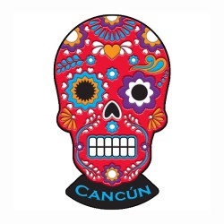 Magneto pvc calavera, tradición del día de Muertos en Mexico, souvenir y recuerdo de Isla Mujeres.