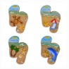4 magnetos de resina en forma de chancla con ilustraciones de playa