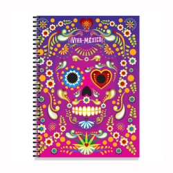 Libreta grande con ilustracion de una calavera, típica del día de muertos en México. Souvenir y recuerdo de Isla Mujeres