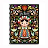 Libreta grande con ilustracion de una muñeca,  típica del artesanía en México. Souvenir y recuerdo de Isla Mujeres