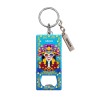 Llavero destapador de metal con una catrina. Souvenir de Ixtapa, México.
