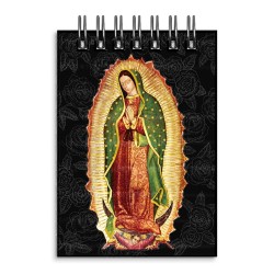 Libreta de apunte con la ilustracion de la Virgen de Guadalupe. Souvenir y recuerdo emblemático de Ixtapa, México.