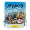 Magneto de resina con unas conchas. Souvenir de Ixtapa, México
